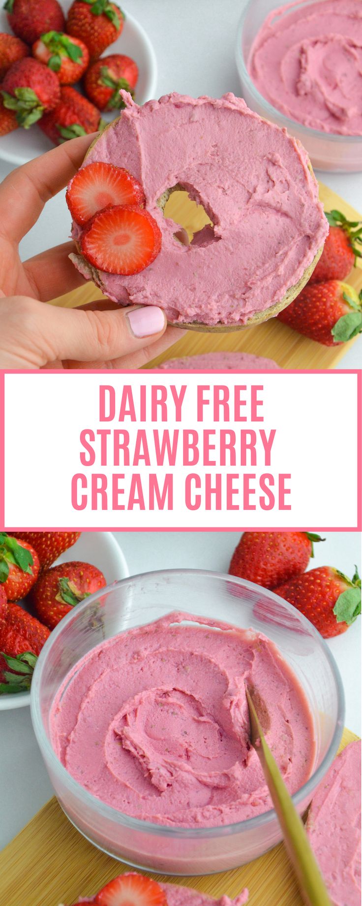 strawberry cream cheese is being spread on top of it