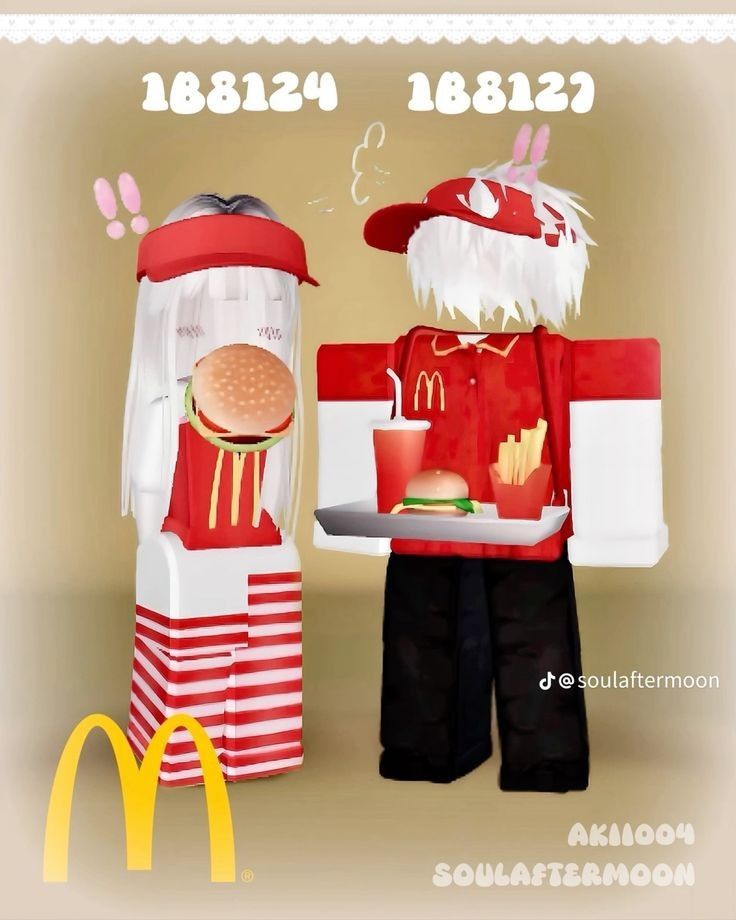 a paper doll is holding a tray with food in front of a mcdonalds advertisement