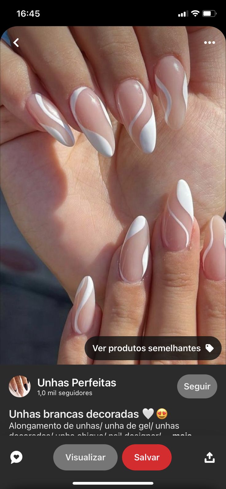 French Tip Swirl Nail Designs, Wavy Nail Art White, French Top Design Nails, Line Art Nails Simple, Graduation Nails Pink And White, Swirl Nail Designs Almond, Wavy Almond Nails, Almond Nails With Lines, Squiggly Nail Designs