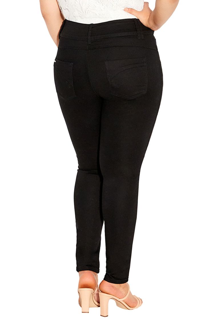 With a classic black wash and high-waist silhouette, these skinnies, designed to hold their shape all day, will be a fast favorite. 65% cotton, 33% polyester, 2% elastane Machine wash, line dry Imported Black Slim Stretch Bottoms, Tight Black Straight Leg Jeans, High Waist Stretch Jeans In Washed Black, High Rise Stretch Bottoms In Washed Black, Black High Waist Tight Jeans, Tight High Waist Black Jeans, Black Tight High Waist Jeans, Classic Black Stretch Jeans, Black Tight Casual Jeans