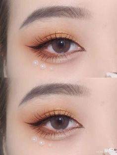 Eye Makeup Yellow, Eye Makeup Brushes Guide, Soft Eye Makeup, Yellow Makeup, Make Up Ideas, Cute Eye Makeup, Doll Eye Makeup, Korean Eye Makeup, Eye Makeup Pictures