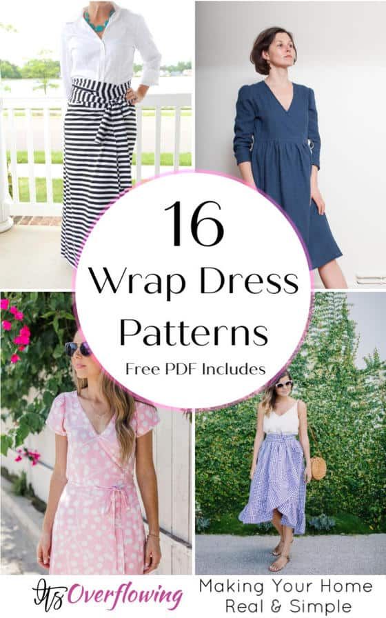 the top 10 wrap dress patterns for women in different styles and sizes, including dresses