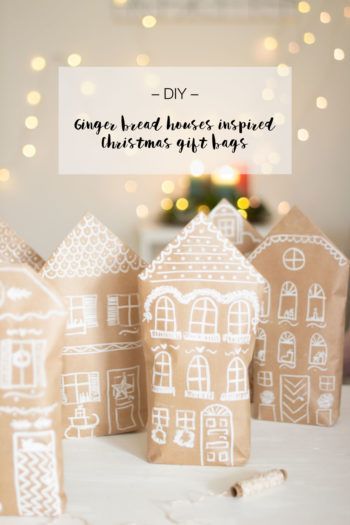 gingerbread houses inspired christmas gift bags