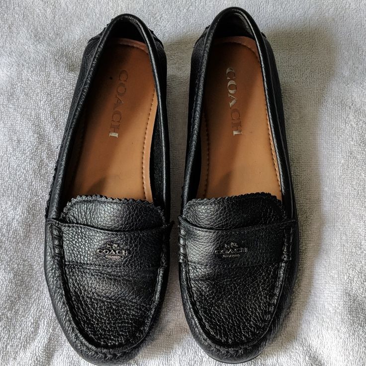 Coach Black Leather Loafers, Never Worn, Nwot. No Box. Classic Coach Loafers With Leather Sole, Black Moccasins With Leather Footbed For Business Casual, Elegant Coach Flats With Round Toe, Black Leather Footbed Moccasins For Business Casual, Classic Coach Loafers For Formal Occasions, Black Leather Moccasins For Business Casual, Coach Classic Slip-on Loafers, Classic Coach Slip-on Loafers, Classic Coach Loafers With Flat Heel