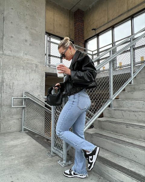 White Nike Outfit, Low Dunks Outfit, Dunk Low Outfit Women, Nike Dunk Outfit, Nike Dunks Outfit, Dunks Outfit Woman, Dunk Outfits, Nike Women Outfits, Panda Outfit