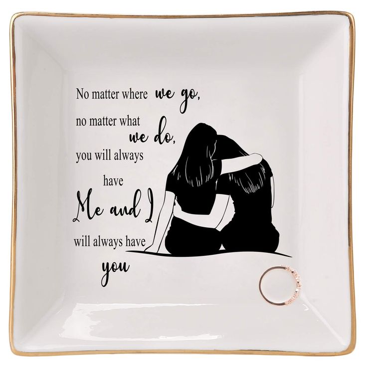 a white square plate with an image of a person holding their head and the words no matter where we go, no matter what you will always have