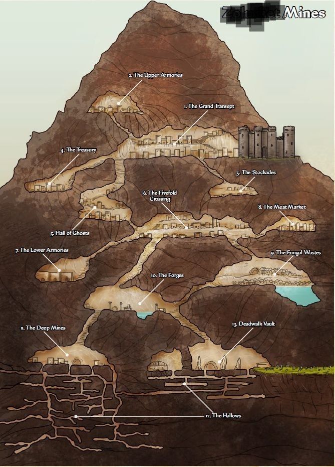 an illustrated map of the mountains and valleys