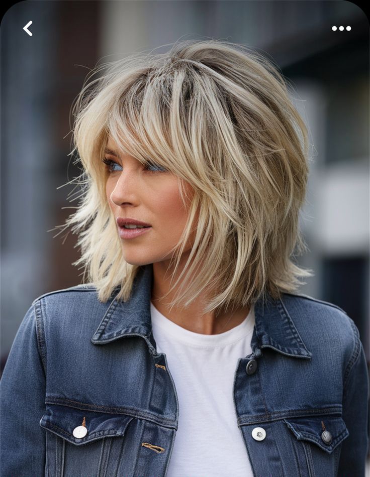 Medium Bob Hairstyles With Fringe, Blonde Hair Over 50 Older Women, Layer Shoulder Length Hair, Haircuts For Medium Length Hair Wavy, Low Effort Hairstyles, Shaggy Bob For Fine Hair Over 50, Blonde Shag Haircut, Short Layered Bob With Bangs, Layered Stacked Bob Haircut