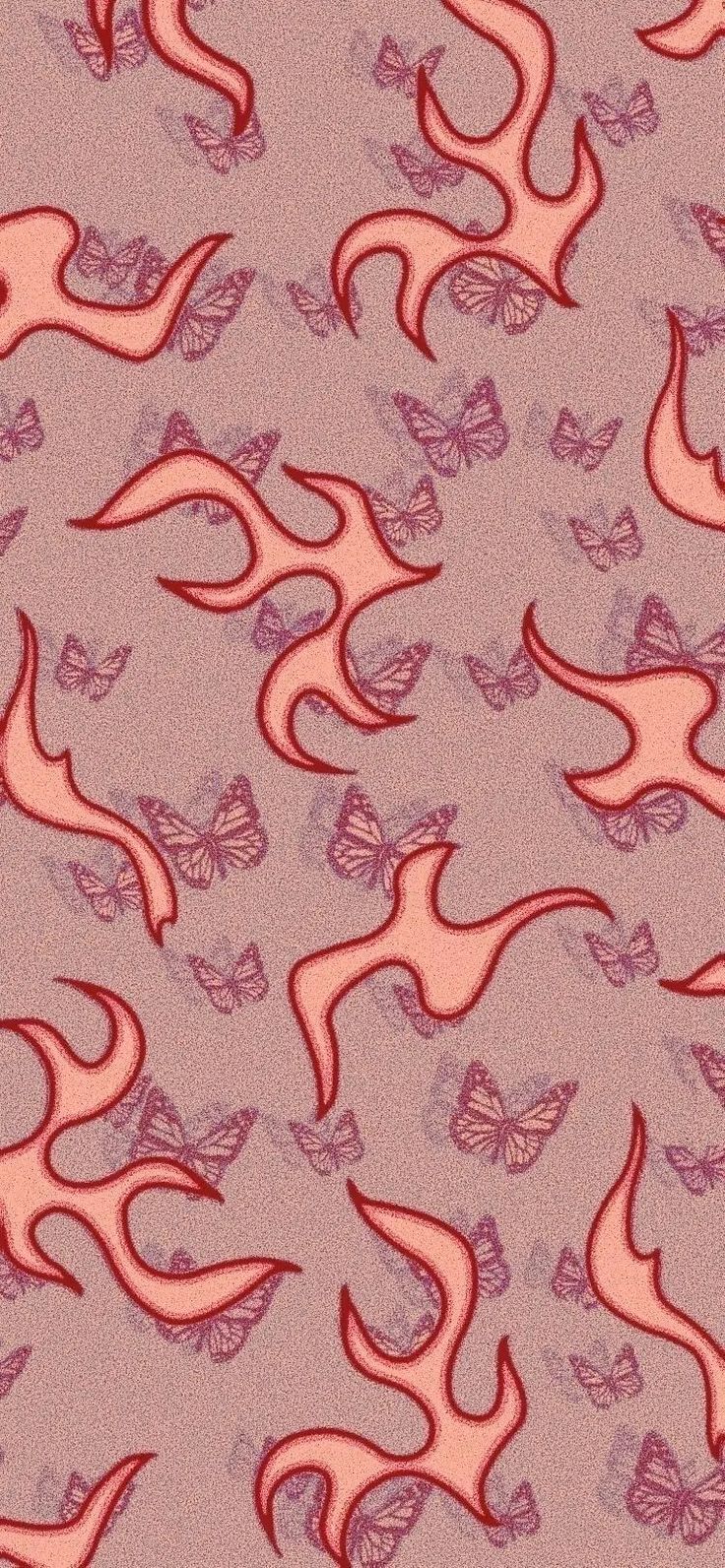 an abstract pattern with pink and purple butterflies