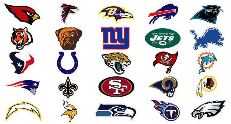 many different nfl logos on a white background