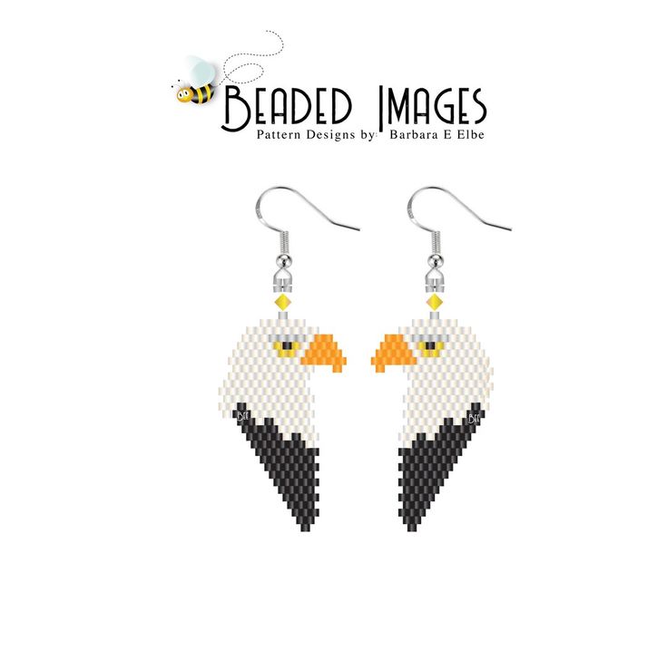 the beaded images earrings are designed to look like an eagle with yellow beaks