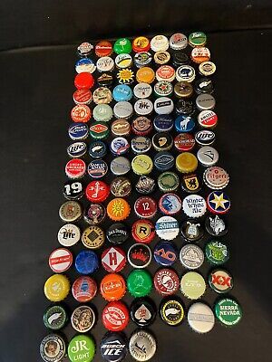 a large collection of beer bottle caps