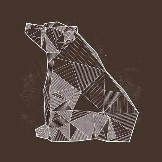 a dog made out of triangles on a brown background