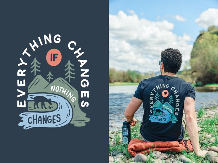 Everything Changes - Earth Day by Jen Bancino on Dribbble Camp Tshirt Designs, Summer Tshirt Designs, Camping Diy Projects, Boy Scout Camping, T-shirt Design Illustration, Design Camp, Tshirt Painting, Spring T Shirts, Mens Casual T Shirts