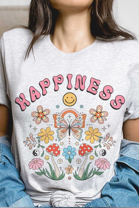 Spread happiness with our HAPPINESS RETRO GARDEN Graphic T-shirt. Made from high-quality materials, this shirt features a vintage-inspired graphic that will surely bring a smile to your face. Comfortable and stylish, it's the perfect addition to your wardrobe. Surround yourself with positivity and joy! SPECIFICATIONS: Premium 4.2 oz., 100% airlume combed and ringspun cotton. Retail fit Unisex sizing Shoulder taping Sideseamed Pre-shrunk Style: CASUAL Print / Pattern: LOVE MORE WORRY LESS Silhouette: TEE Fit: UNISEX Neckline: CREW Sleeve: SHORT Fabric Contents: 100% COTTON Stretch fabric. Non-sheer fabric Care Instructions: Machine wash warm, inside out, with like colors. Tumble dry low. Medium iron. Do not iron decoration. Do not dry clean. Size Measurement (inch): S: 18.0 (Bust), null (Wa Garden Silhouette, Love More Worry Less, Garden Graphic, Retro Garden, Sweater Hat, Iron Decoration, Trendy Graphic Tees, Los Angeles Style, Graphic Tee Shirt