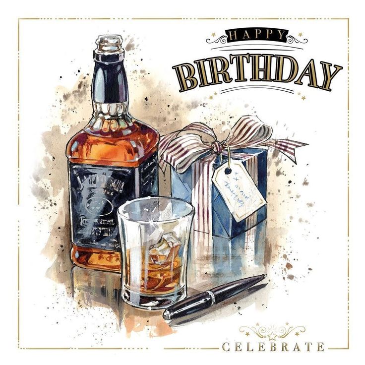 Happy Birthday Whiskey, Happy Birthday Man, Happy Birthday Art, Happy Birthday Greetings Friends, Style Birthday, Happy Birthday Celebration, Birthday Wishes Messages, Birthday Blessings, Decoupage Vintage