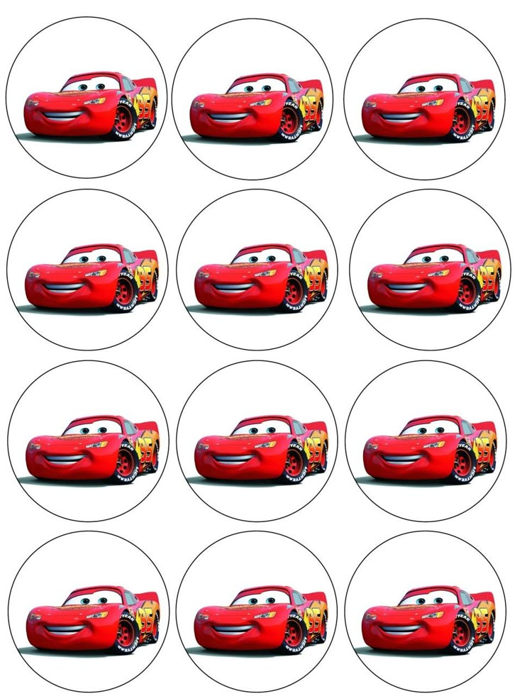 the cars movie characters are shown in different circles with each character's name on them