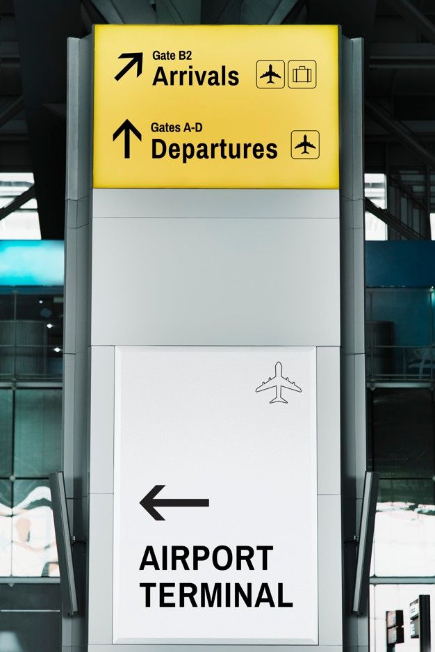 an airport terminal sign with arrows pointing in different directions and the words arrivals departures