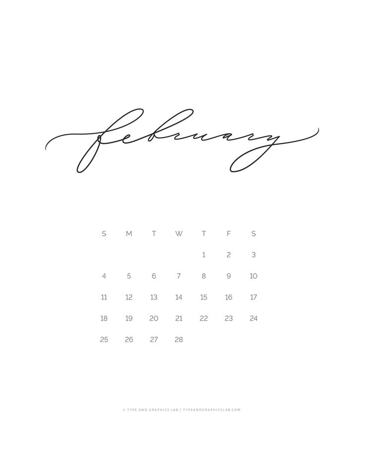 a calendar with the word february written in cursive handwriting