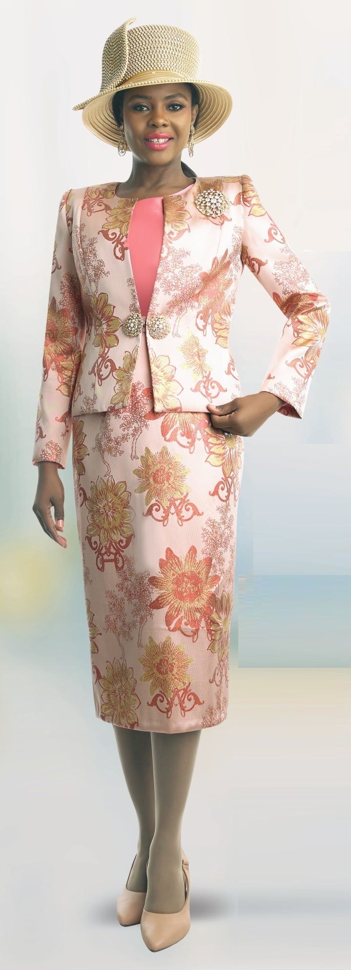 Lily & Taylor 4855 mauve pink skirt suit Elegant Floral Print Fitted Sets, Elegant Fitted Floral Print Sets, Spring Fitted Two-piece Sets, Fitted Multicolor Suits For Spring, Elegant Multicolor Spring Sets, Elegant Multicolor Sets For Spring, Suit Colors, Brocade Skirt, Matching Hat