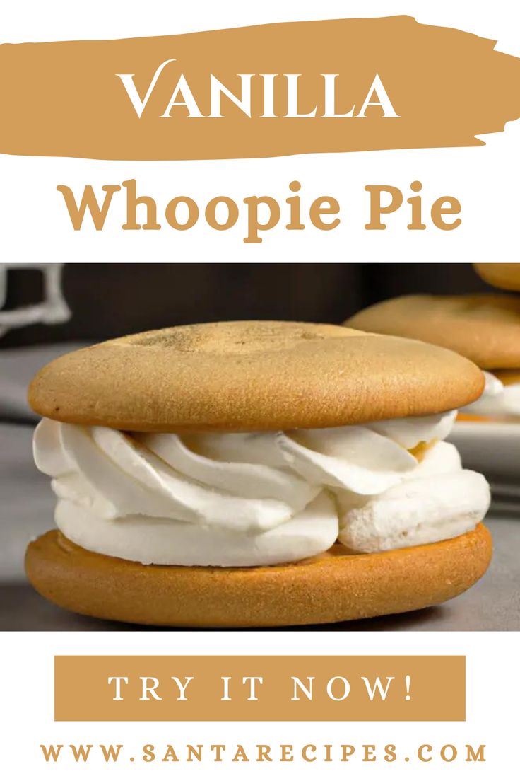 vanilla whoopie pie recipe with text overlay