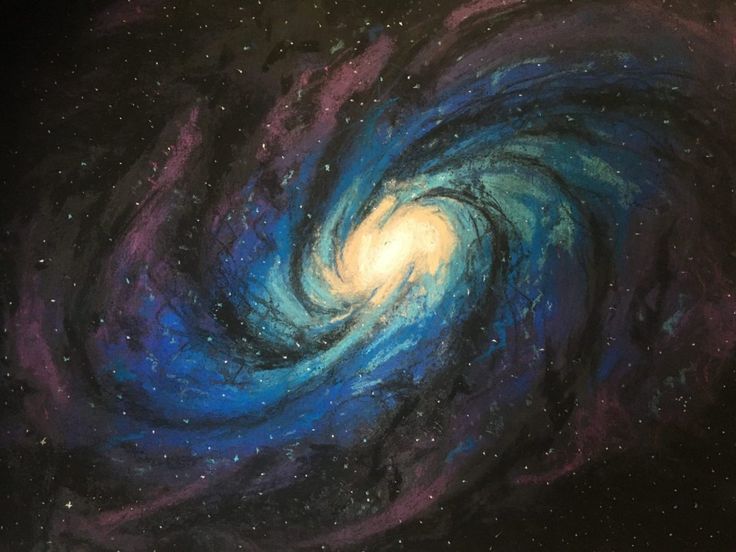 a painting of a spiral galaxy with stars