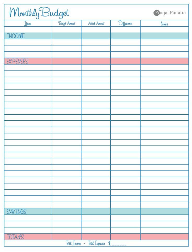 a printable budget sheet with the words, month and budget written in pink on it