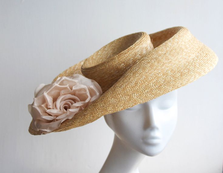 The Pasadena Rose Hat Classic Wide Brim Fine Natural Straw Edwardian Hat, Rosé Summer, Royal Ascot Hats, Rose Hat, Ascot Hats, Melbourne Cup, Elegant Hats, Silk Rose, Metal Headbands