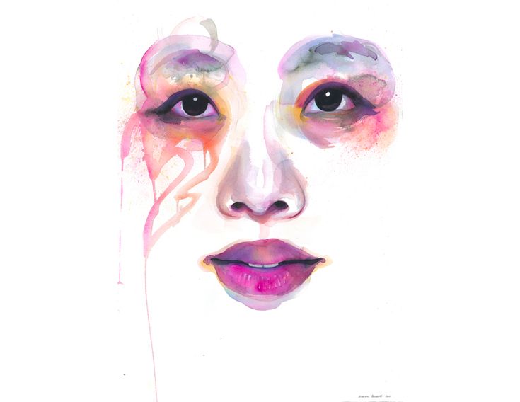 a woman's face is painted with watercolors