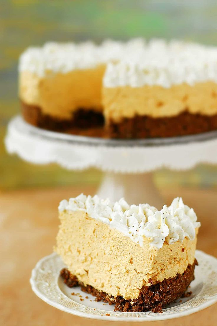 a slice of cheesecake on a plate next to the rest of the cake, ready to be eaten