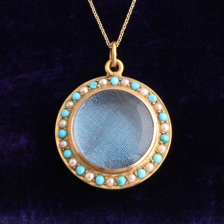 A beautifully made Victorian locket fashioned in warm 15k gold and set with alternating turquoise cabochons and seed pearls. The lenses are made of solid rock crystal which gives this piece a pleasing weightiness. Lovely quality. Turquoise Locket For Wedding Jewelry, Turquoise Locket Jewelry For Wedding, Turquoise Wedding Locket Jewelry, Elegant Turquoise Locket Jewelry, Victorian Turquoise Gemstone Jewelry, Turquoise Round Pendant Locket Jewelry, Elegant Turquoise Locket Necklace, Turquoise Round Locket Jewelry, Turquoise Medallion Locket Jewelry