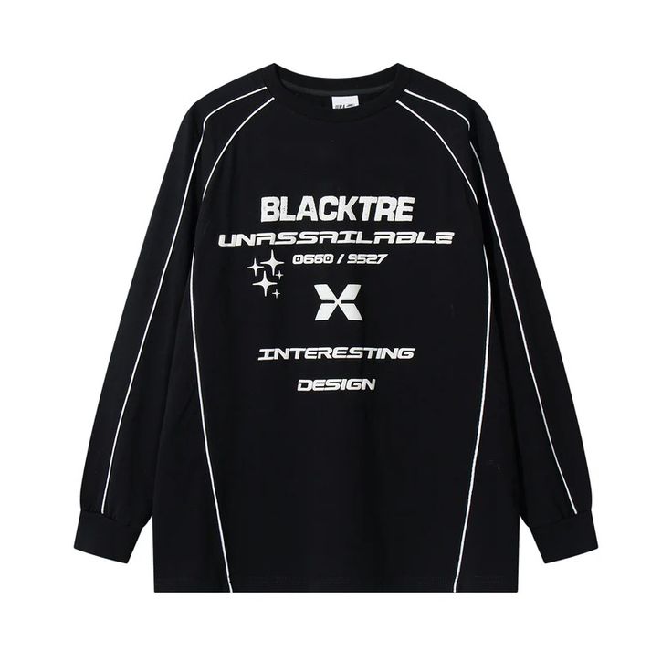 Blacktre X Long Sleeve T-shirt - h0neybear Cyberpunk Clothes, Sporty Design, Women Hoodies Sweatshirts, Style Streetwear, Black And White Colour, Slim Pants, Jumper Sweater, Vest Top, White Sweatshirt