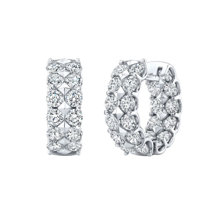 Not Marked as Available for Sale D2C Two-Row Diamond Huggie Earrings in white gold. 48 Round brilliant diamonds Carat total weight 7.01 Approximate Color and Clarity H-I VS-SI Luxury Diamond Jewelry, Expensive Diamond, Diamond Huggie Earrings, Expensive Jewelry Luxury, Huggie Earring, Expensive Jewelry, Huggie Earrings, White Metal, Huggies Earrings