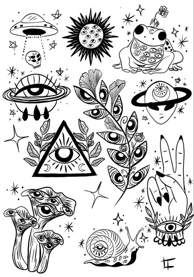 an image of tattoos with different designs on them