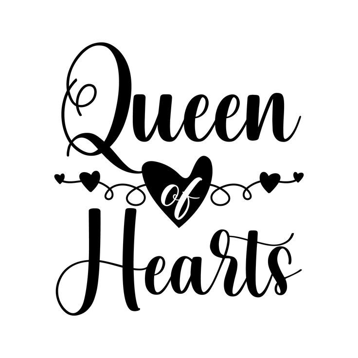 the queen of hearts is written in black ink on a white background with an ornate frame