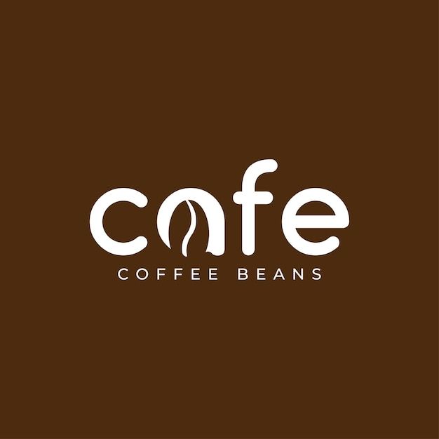 the coffee beans logo is shown on a brown background with white letters that read cafe