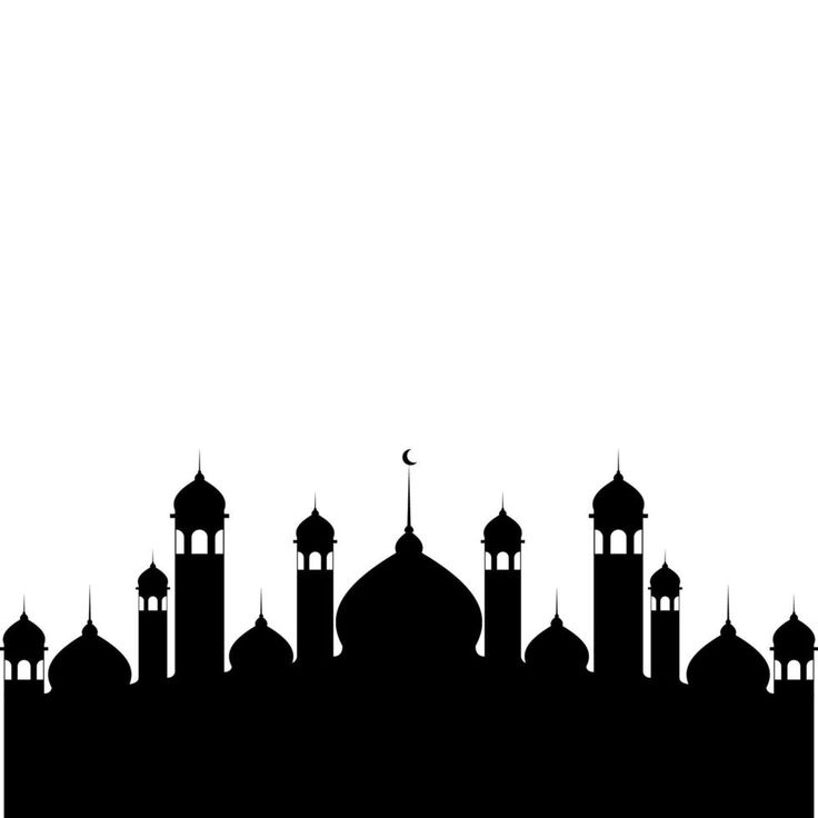 a black and white silhouette of a mosque