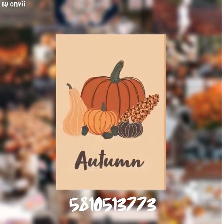 an autumn card with pumpkins and gourds