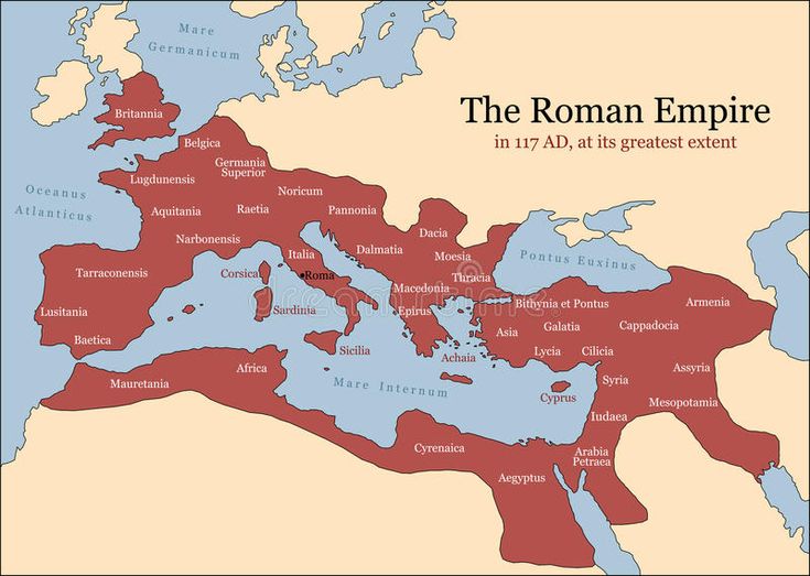 the roman empire is shown in red and blue