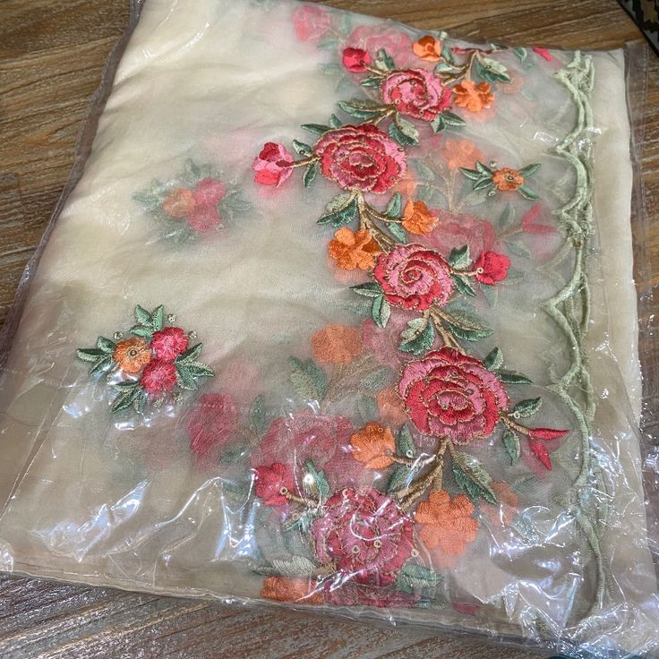 Floral Dupatta Embroidered With Beautiful Thread. Brand New And Never Opened. Use To Mix And Match On Your Indian Outfits. Unstitched Floral Embroidered Dupatta For Festivals, Traditional Multicolor Floral Embroidered Dupatta, Summer Dupatta With Multicolor Embroidery, Spring Multicolor Embroidered Dupatta, Multicolor Floral Embroidered Dupatta For Celebration, Summer Dupatta With Intricate Embroidery, Spring Dupatta With Multicolor Floral Embroidery, Spring Embroidered Red Dupatta, Spring Multicolor Floral Embroidered Dupatta