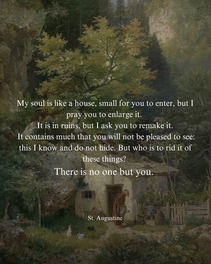 a painting with a quote on it that says, my soul is like a house small for