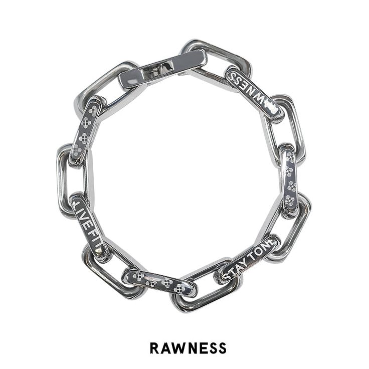 RAWNESS is a lifestyle jewelry brand originated in Los Angeles. The brand brings the combination of Southern California fitness culture and trendy fashion into jewelry design creating a brand new experience. This bracelet is made from titanium steel and coated with protective diamond layer Material: titanium steel Color: White Gold bracelet length: 14 - 19 cm Warranty RAWNESS jewels are carefully crafted using the finest materials. Wear them anytime, anywhere. RAWNESS offers 1 year warranty inte Modern Silver Chain Bracelet For Streetwear, Modern Silver Chain Bracelet Tarnish Resistant, Trendy Silver Chain Bracelet For Streetwear, Trendy Silver Bracelet For Streetwear, Modern Link Jewelry For Streetwear, Trendy Silver Bracelets For Streetwear, Modern Tarnish Resistant Silver Chain Bracelet, Modern Silver Tarnish-resistant Chain Bracelet, Modern Silver Tarnish Resistant Bracelet