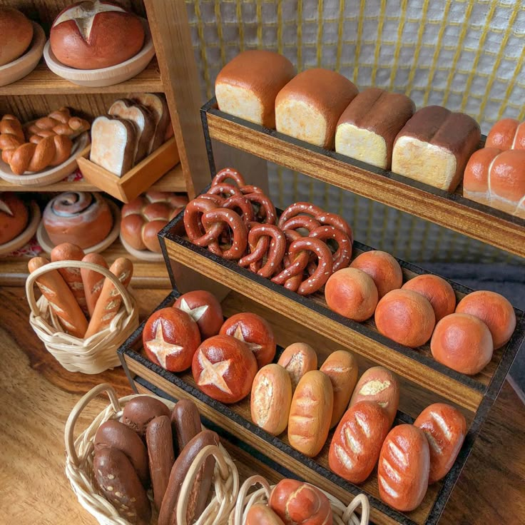 there are many different types of breads on display