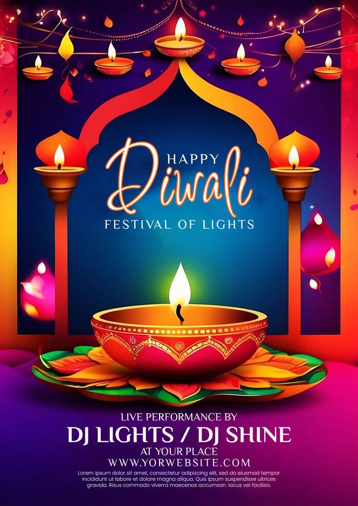 diwali festival with colorful lights and candles