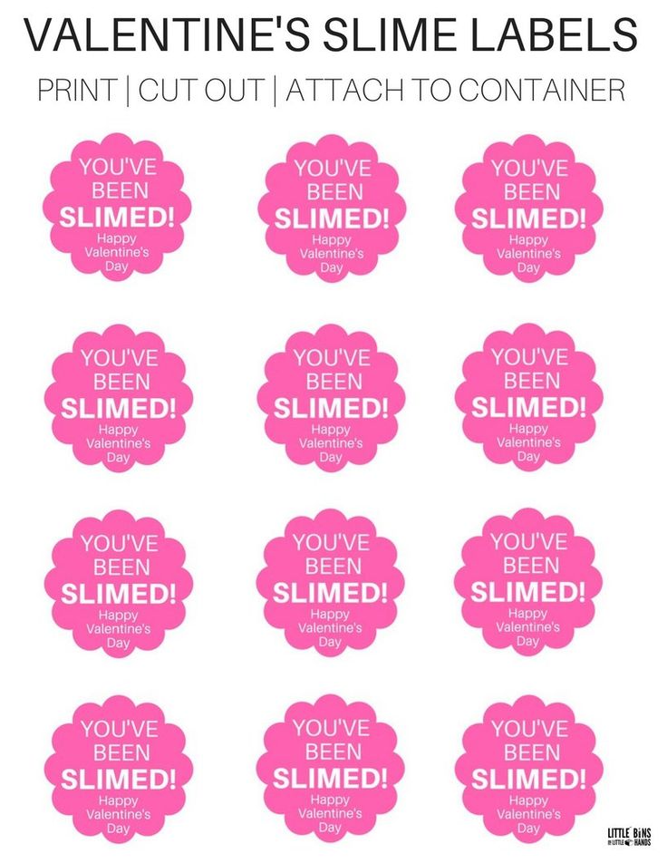 valentine's slime labels with different sayings