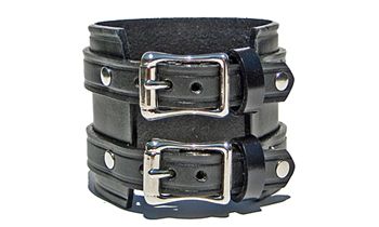 Double Buckle Black/Silver Bracelet Punk Leather Jewelry With Wrist Strap, Classic Adjustable Leather Bracelet With Wrist Strap, Punk Style Leather Jewelry With Black Band, Punk Leather Jewelry With Black Band, Adjustable Leather Wristband With Bracelet Strap, Black Leather Band Bracelet, Classic Adjustable Double Band Leather Bracelet, Punk Style Leather Jewelry With Wrist Strap, Punk Leather Wrist Strap Jewelry