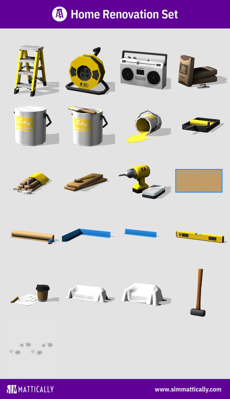 some different types of tools and materials are shown in this graphic design tool set for home renovation