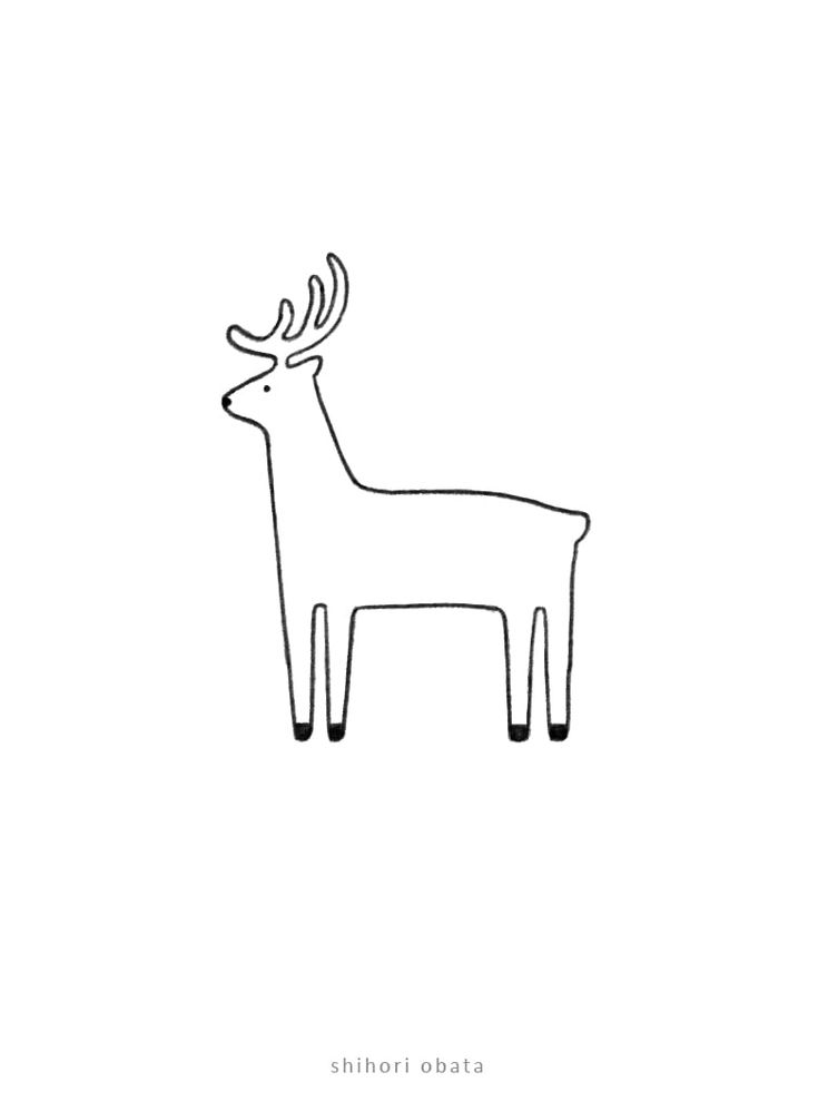 a black and white drawing of a deer