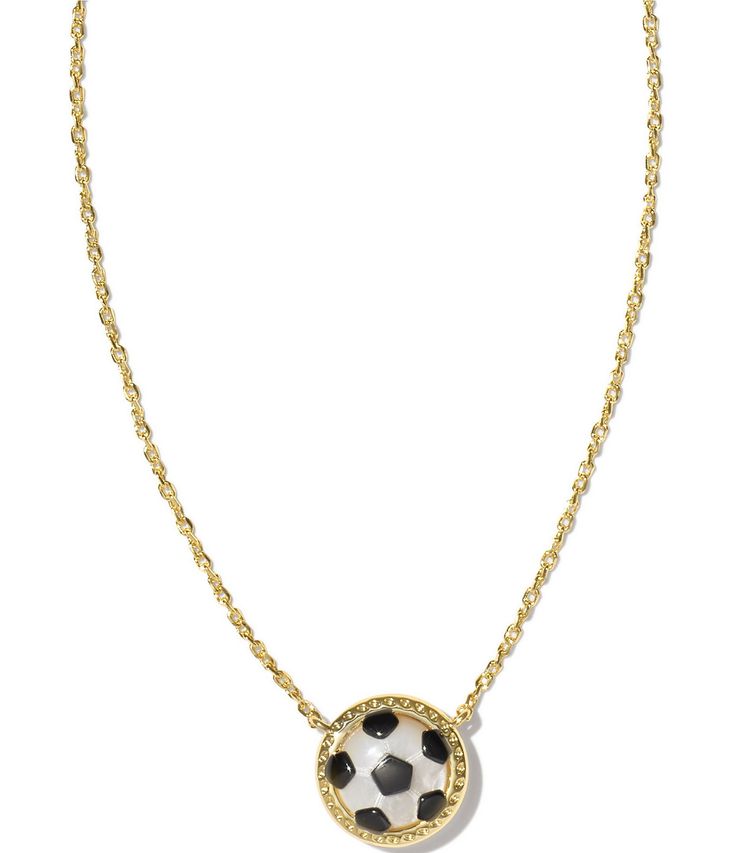 From Kendra Scott&#x2C; this necklace features:Short pendant necklace14k gold/rhodiumLobster clasp w/single adjustable slider bead closureApprox. 19" lengthApprox. 0.51" L X 0.49" W pendantImported. Kendra Scott Soccer Necklace, Preppy Necklace, Soccer Bracelet, Soccer Necklace, Preppy Necklaces, Short Pendant Necklace, Soccer Stuff, Preppy Jewelry, Preppy Christmas