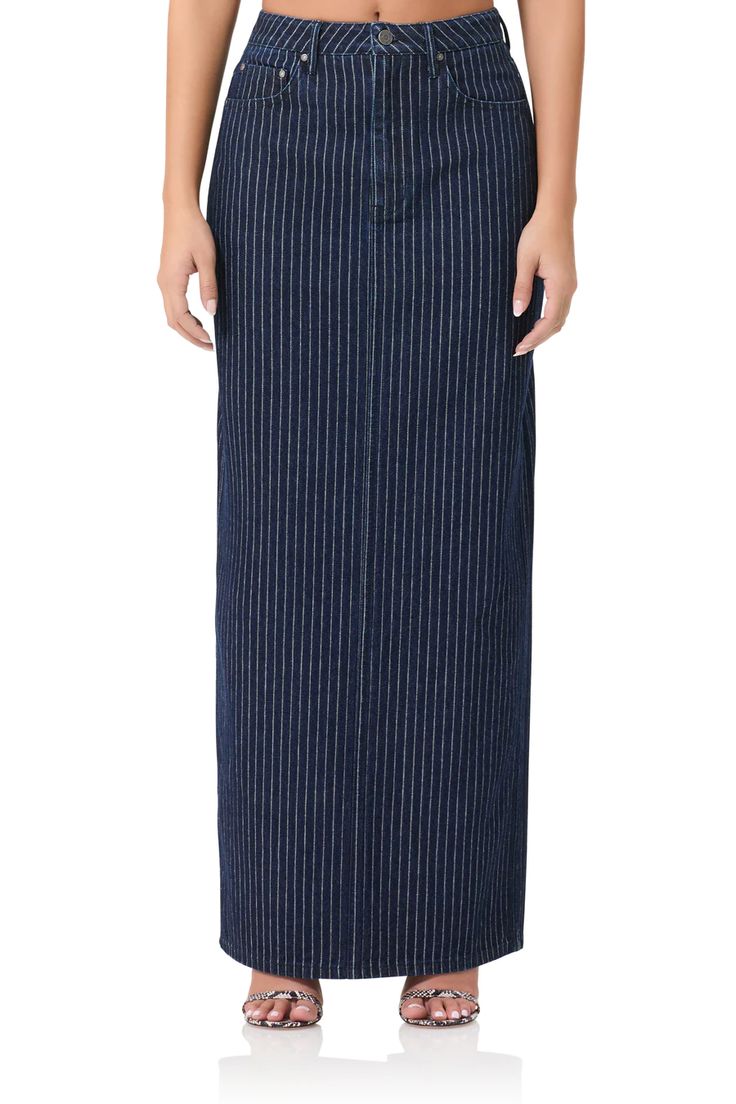 Amiri Maxi Skirt - Dark Wash – AFRM Denim Blue Cotton Denim Skirt With Button Zip Fly, Denim Blue Cotton Skirt With Button Zip Fly, Dark Wash Cotton Skirt With Button Zip Fly, Dark Wash Cotton Denim Skirt With Button Zip Fly, Cotton Denim Skirt With Button Zip Fly, High Rise Cotton Denim Skirt With Button Zip, High Rise Cotton Skirt With Button Zip Fly, Denim Pins, Denim Maxi